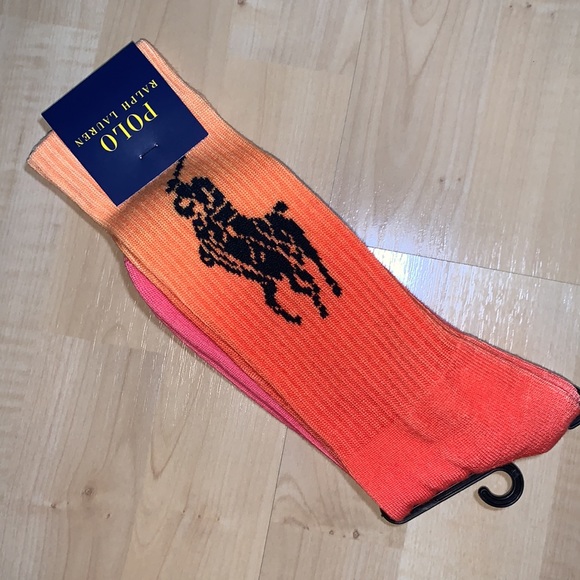 POLO RALPH LAUREN Ombre Neon Large Pony Crew Socks - Picture 2 of 6